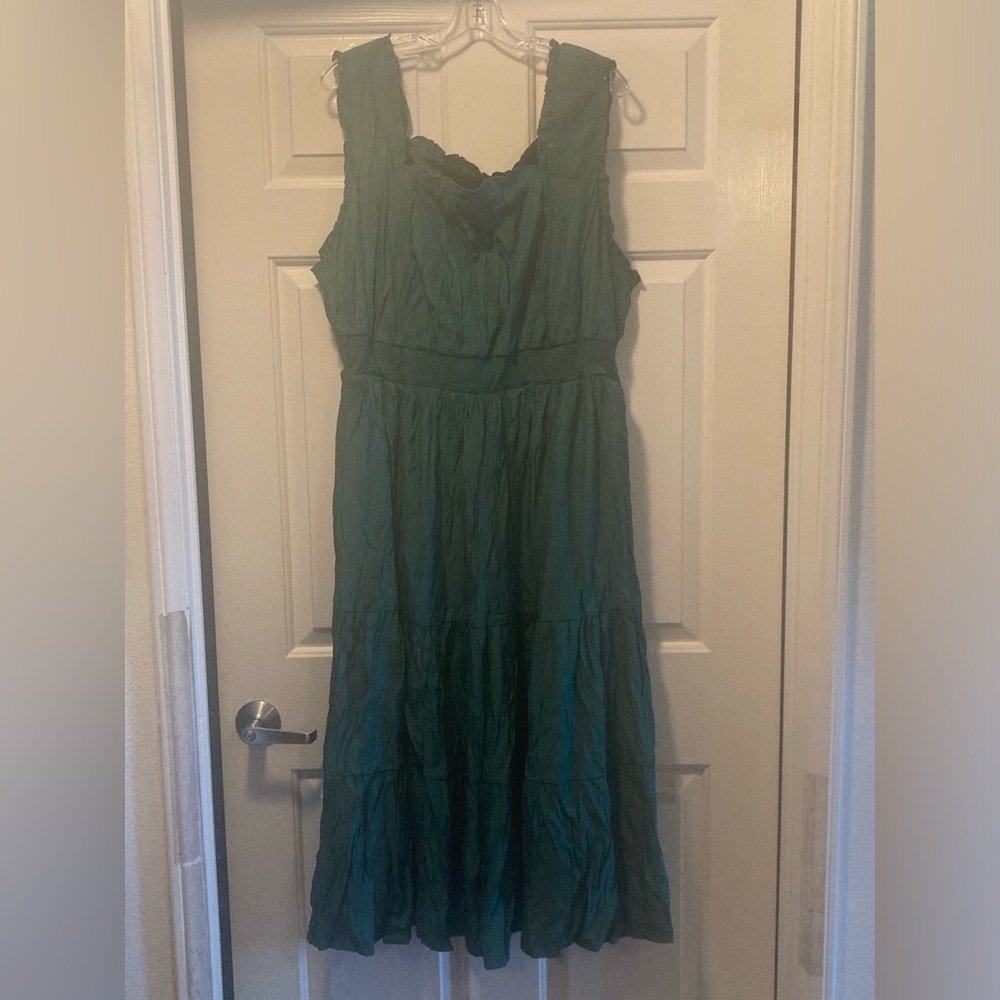 Emerald Green Ruffle Maxidress - Picture 2 of 6
